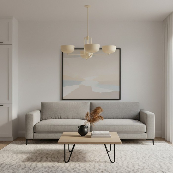 Lustrona Multi-Light Chandelier Metal Dome Shades - Streamlined Modern for Dining Room HL1872