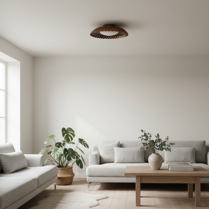 Lustrona Vintage Brass Flush Mount Light - Burnished Metal Ceiling Light for Living Room HL1868