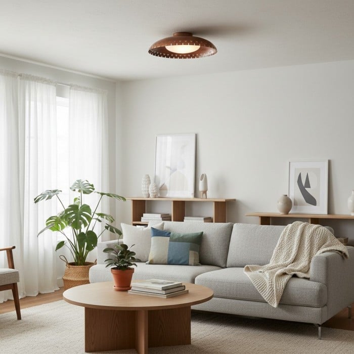 Lustrona Vintage Brass Flush Mount Light - Burnished Metal Ceiling Light for Living Room HL1868