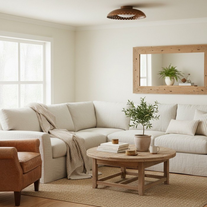 Lustrona Vintage Brass Flush Mount Light - Burnished Metal Ceiling Light for Living Room HL1868