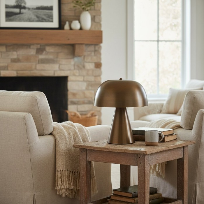 Lustrona Wembley Pleated Cordless Table Lamp Vintage - Inspired Accent Lighting for Living Room HL1846