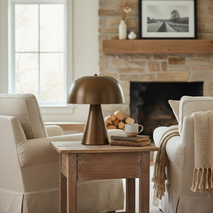 Lustrona Wembley Pleated Cordless Table Lamp Vintage - Inspired Accent Lighting for Living Room HL1846