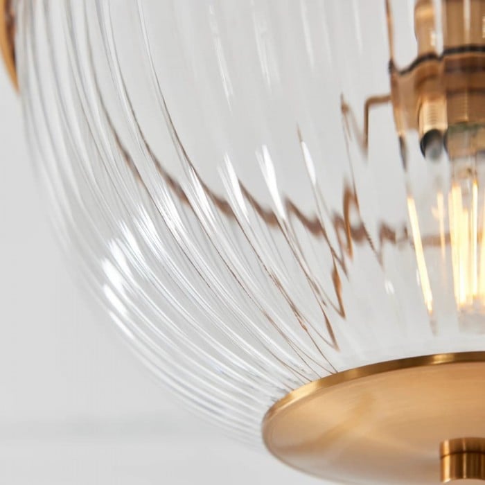 Luntra Ribbed Glass Uplighter Flush - Elegant Ceiling Light for Hallways and Bedrooms HL2164