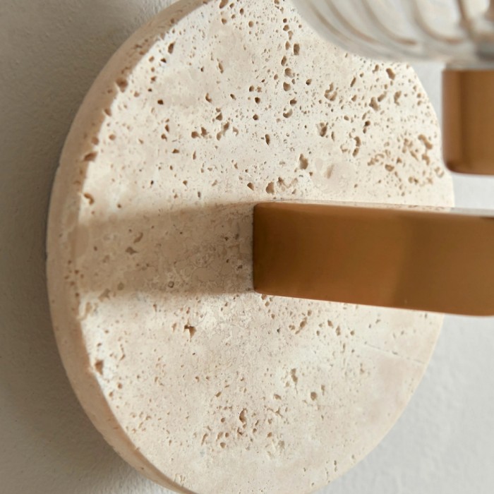 Korlisse Modern Marble Wall Light - Vintage Brass & Clear Glass Accent for Living Room and Hallway HL2145