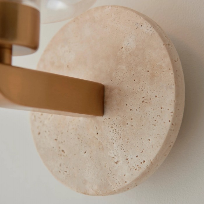 Korlisse Modern Marble Wall Light - Vintage Brass & Clear Glass Accent for Living Room and Hallway HL2145