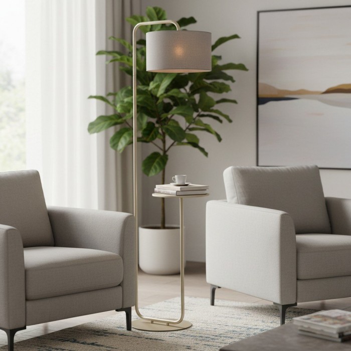 Lirra Multifunctionele Vloerlamp met Tafelbladdesign - Stijlvolle Staande Lamp voor Woonkamers HL2114