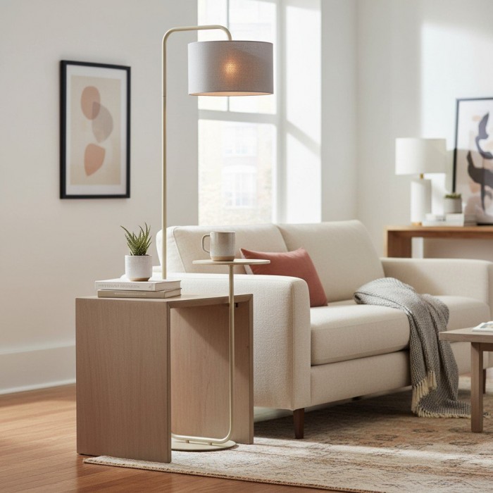 Lampadaire multifonctionnel Lirra avec design de table - Lampe sur pied élégante pour les espaces de vie HL2114