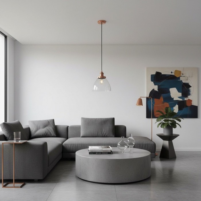 Novera Art Deco Dome Adjustable Height Glass Shade Pendant Light - Living Room HL2207