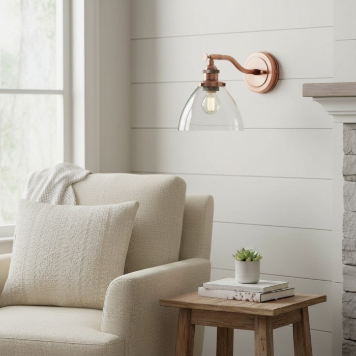 Novera wandlampencollectie - Glazen kap in messing, zilver, nikkel en koper - Residentieel en boutique horeca HL2034