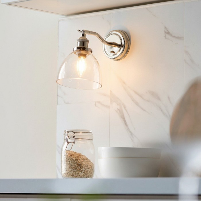 Novera wandlampencollectie - Glazen kap in messing, zilver, nikkel en koper - Residentieel en boutique horeca HL2034