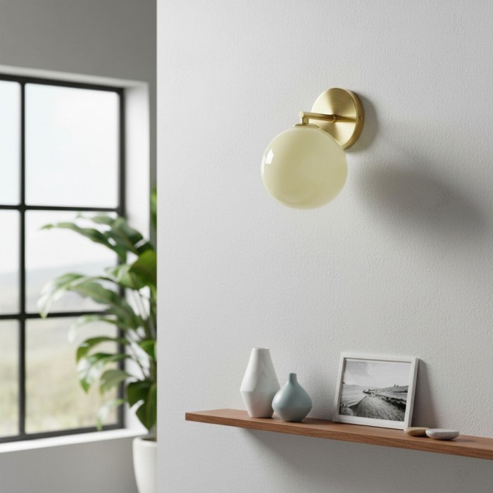 Kinkiet ścienny Orra Opal Glass - elegancki kinkiet z kulą i metalem do salonu i sypialni HL1993