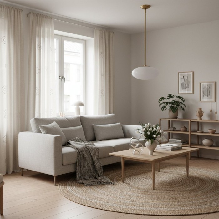 De elegante ovale hanglamp Ovalitus zorgt voor sfeerverlichting boven het keukeneiland (HL2264).