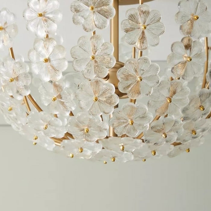 Petala Artistic Metal Semi Flush Ceiling Lamp - Statement Glass Fixture for Home Interiors HL1893