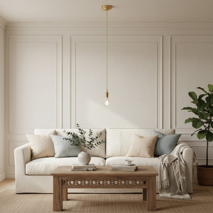 Plaitar Modern Brass Pendant Light - Minimalist Ceiling Fixture with Braided Cord for Hallways HL2190