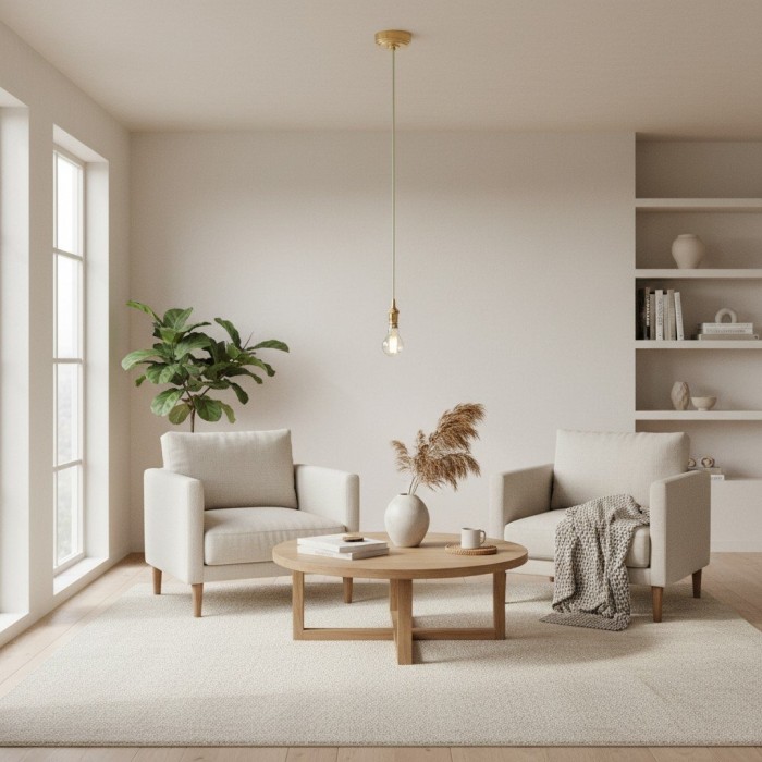 Plaitar Modern Brass Pendant Light - Minimalist Ceiling Fixture with Braided Cord for Hallways HL2190