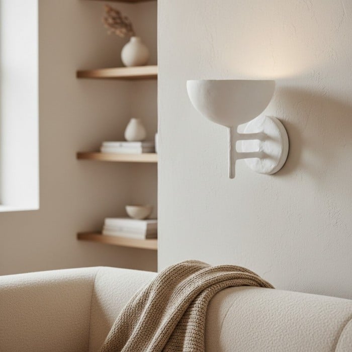 Plara Decorative Wall Lamp - Plaster‑Covered Metal Wall Light Clean Modern Style for Bathroom Vanity & Accent Walls HL1927