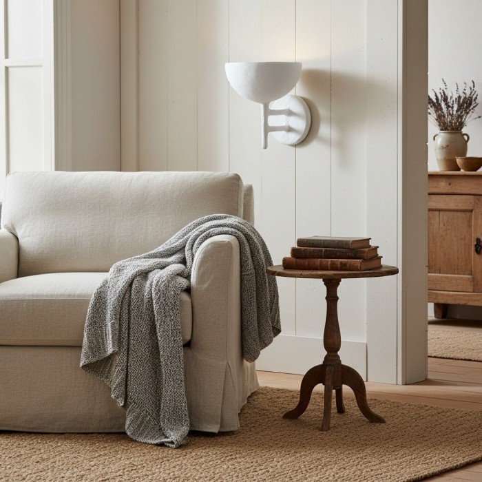 Plara Decorative Wall Lamp - Plaster‑Covered Metal Wall Light Clean Modern Style for Bathroom Vanity & Accent Walls HL1927