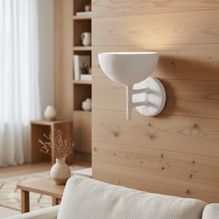 Plara Decorative Wall Lamp - Plaster‑Covered Metal Wall Light Clean Modern Style for Bathroom Vanity & Accent Walls HL1927