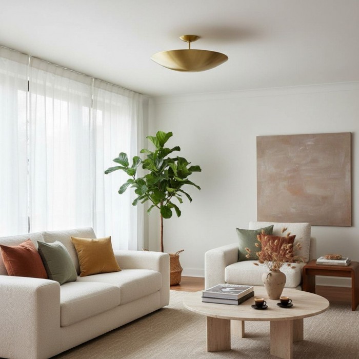 Plara Flush Mount - Rounded Minimalist Dome Metal Ceiling Light for Hallway HL1926