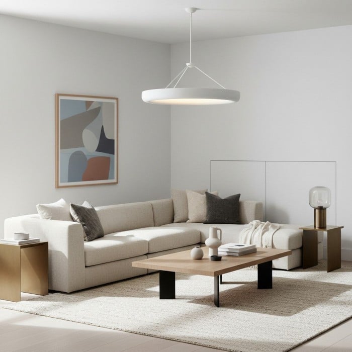 Plara Halo Kroonluchter met Plaster-Structuur - Moderne Ring Plafondlamp voor Woon- en Eetkamer HL1924