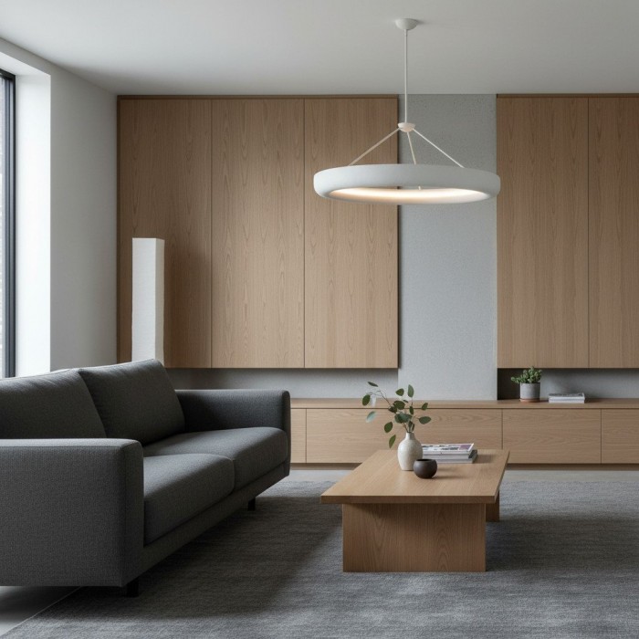 Plara Halo Kroonluchter met Plaster-Structuur - Moderne Ring Plafondlamp voor Woon- en Eetkamer HL1924