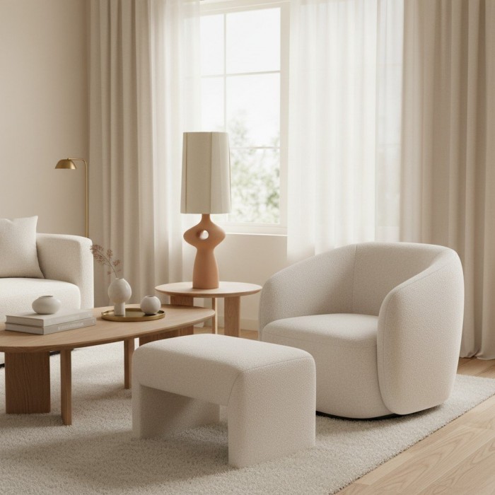 Pryssa Ceramic Table Lamp with Ivory Linen Shade -  Artistic Lighting for Living Room or Bedroom HL1859