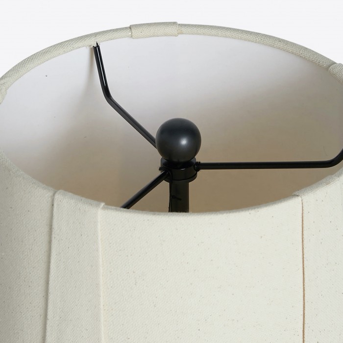 Lampadaire sculptural en céramique Pryssa - Abat-jour en lin ivoire pour salon HL1861