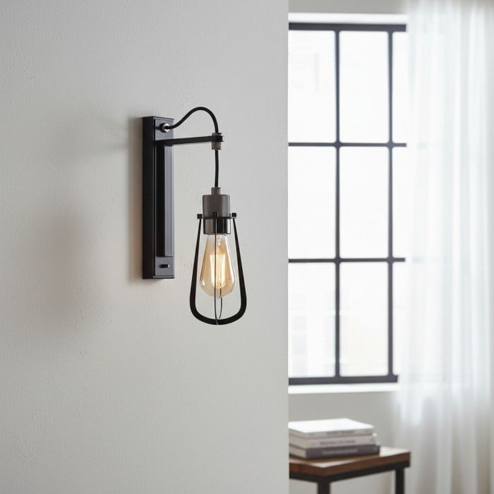 Readium Industrial Metal Wall Sconce - Modern Toggle Switch for Living Room and Study HL2082