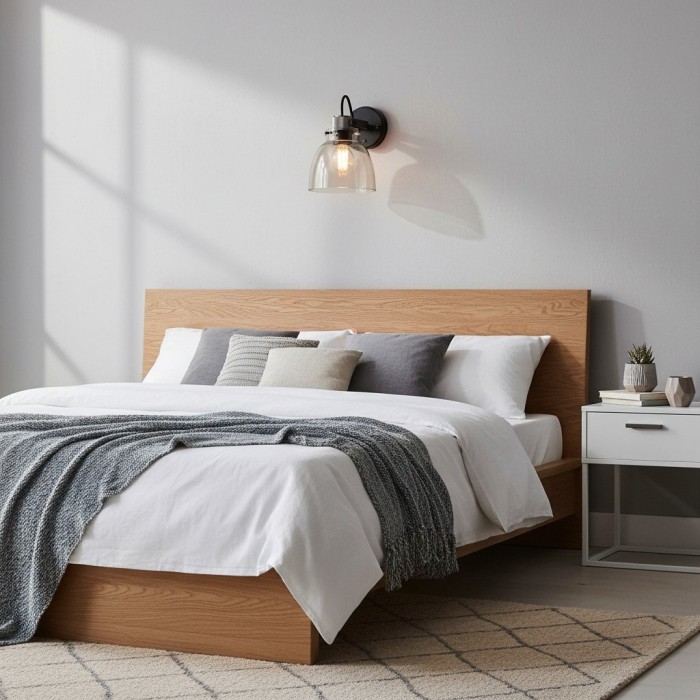 Readium Modern Glass-Shaded Wall Lamp - Adjustable Head for Bedrooms and Hallways HL2067