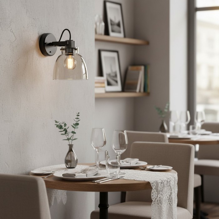 Readium Modern Glass-Shaded Wall Lamp - Adjustable Head for Bedrooms and Hallways HL2067