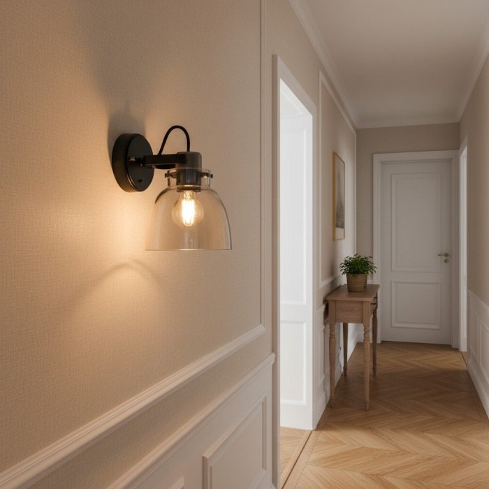 Readium Moderne Wandlamp met Glazen Kap - Verstelbare Kop voor Slaapkamers en Gang HL2067