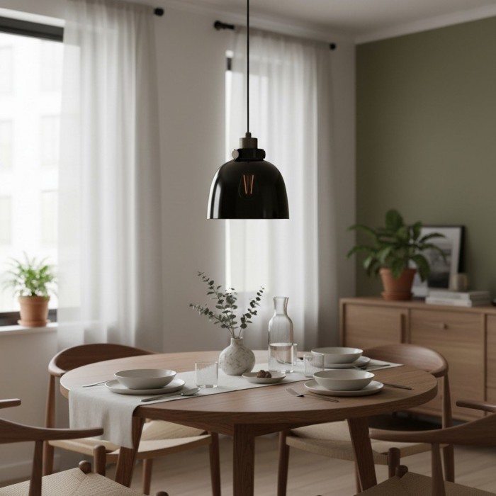 Readium Tinted Glass Pendant Light - Minimalist Dome Shade Adjustable for Kitchen Island and Dining Room HL2073