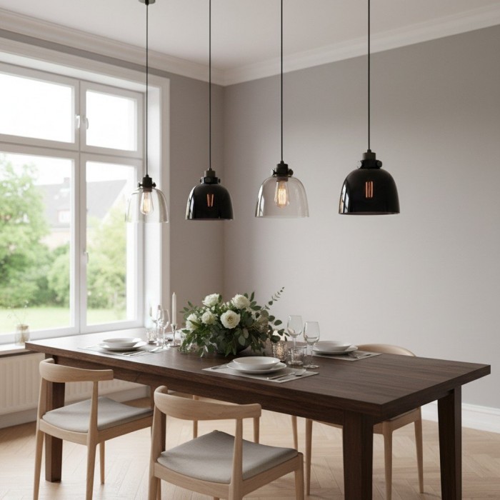 Readium Tinted Glass Pendant Light - Minimalist Dome Shade Adjustable for Kitchen Island and Dining Room HL2073