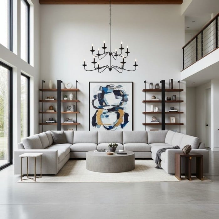 Reticula Modern Round Chandelier - Iron Frame with Open Circular Design for Dining or Entry HL1936