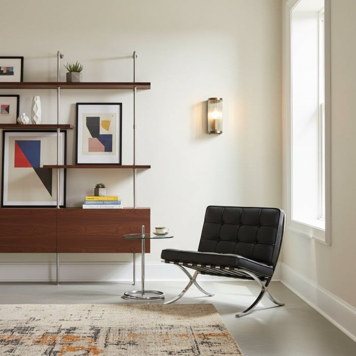 RibGlow Art Deco Ribbed Glass Wall Light - Vintage-Inspired Sconce for Living Room HL2037