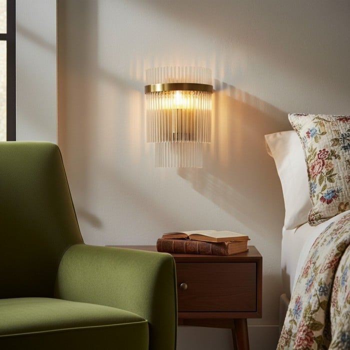 RibGlow Minimalist Glass Rod Wall Light - Elegant Accent Sconce for Home HL2061