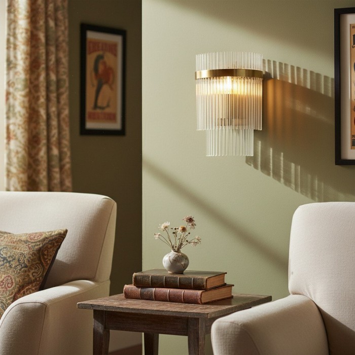 RibGlow Minimalist Glass Rod Wall Light - Elegant Accent Sconce for Home HL2061