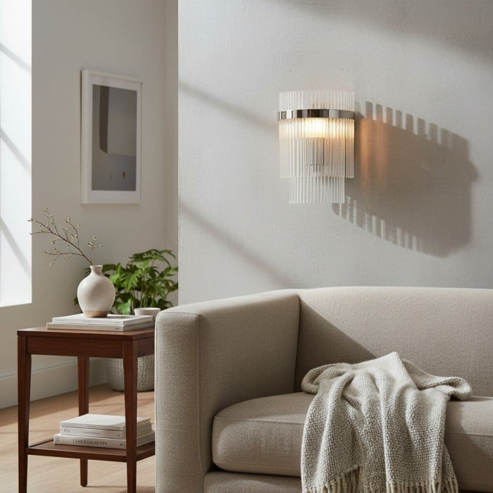 RibGlow Minimalist Glass Rod Wall Light - Elegant Accent Sconce for Home HL2061