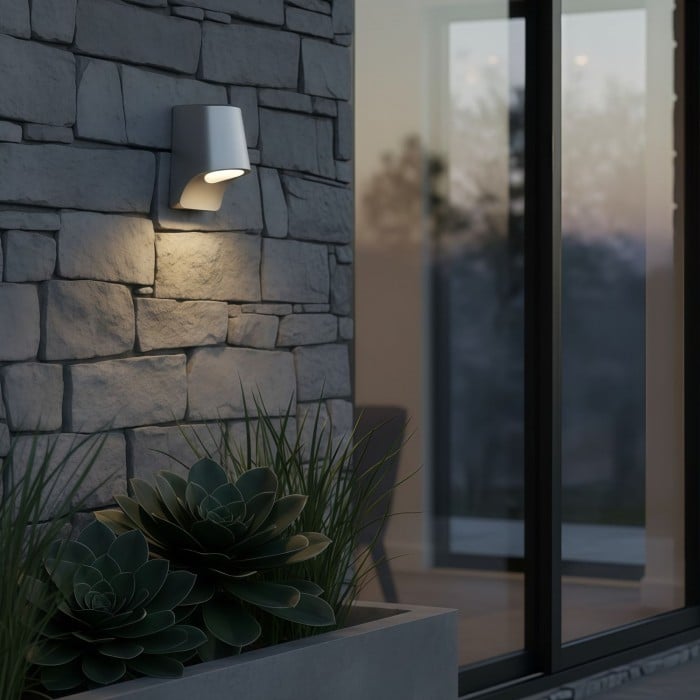 Rivathis Minimalist Metal Pewter Wall Lantern - Stylish Porch Fixture Ideal for Entry or Garden HL2088