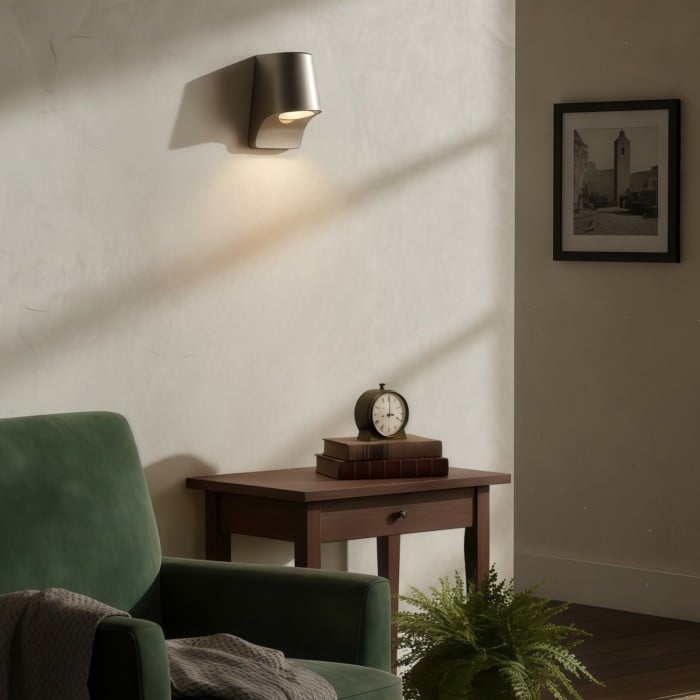 Rivathis Minimalist Metal Pewter Wall Lantern - Stylish Porch Fixture Ideal for Entry or Garden HL2088