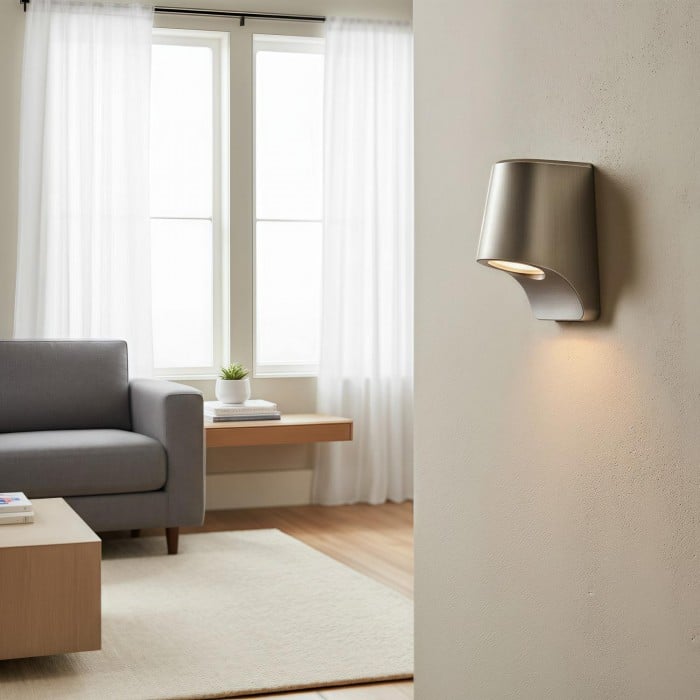 Rivathis Minimalist Metal Pewter Wall Lantern - Stylish Porch Fixture Ideal for Entry or Garden HL2088