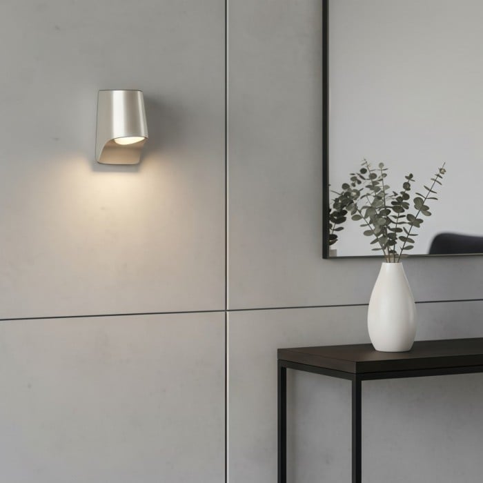 Rivathis Minimalist Metal Pewter Wall Lantern - Stylish Porch Fixture Ideal for Entry or Garden HL2088