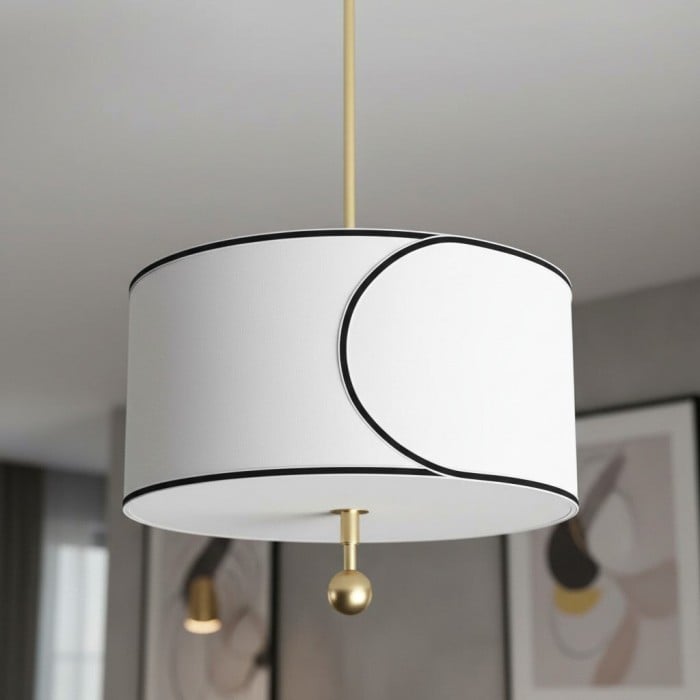 Roven 3-Light Drum Pendant Light - Modern Transitional Layered Fabric for Dining Room or Living Room HL1941