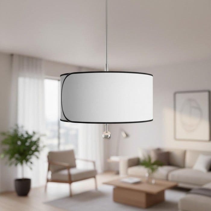 Roven 3-Light Drum Pendant Light - Modern Transitional Layered Fabric for Dining Room or Living Room HL1941