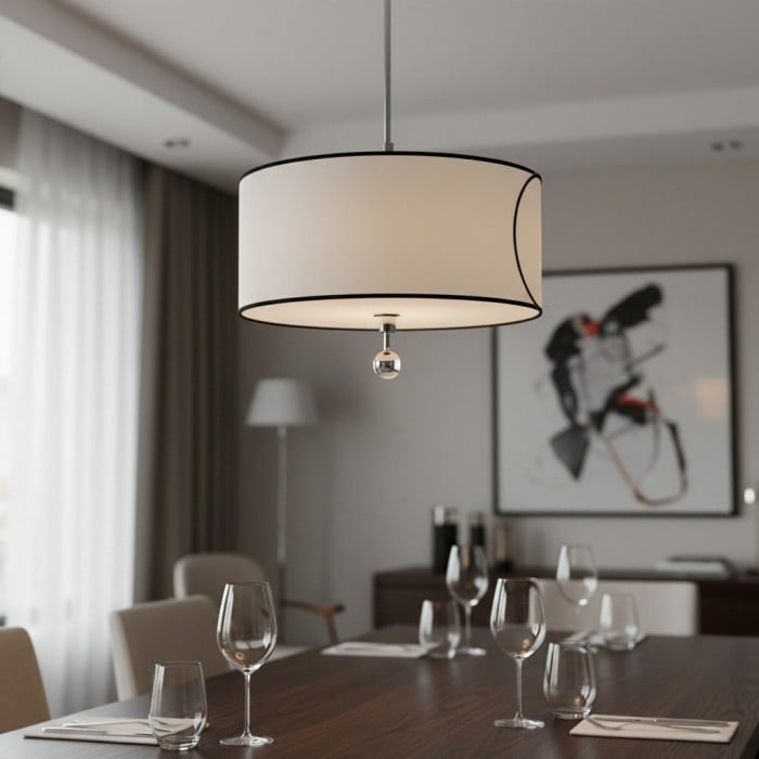 Roven 3-Light Drum Pendant Light - Modern Transitional Layered Fabric for Dining Room or Living Room HL1941