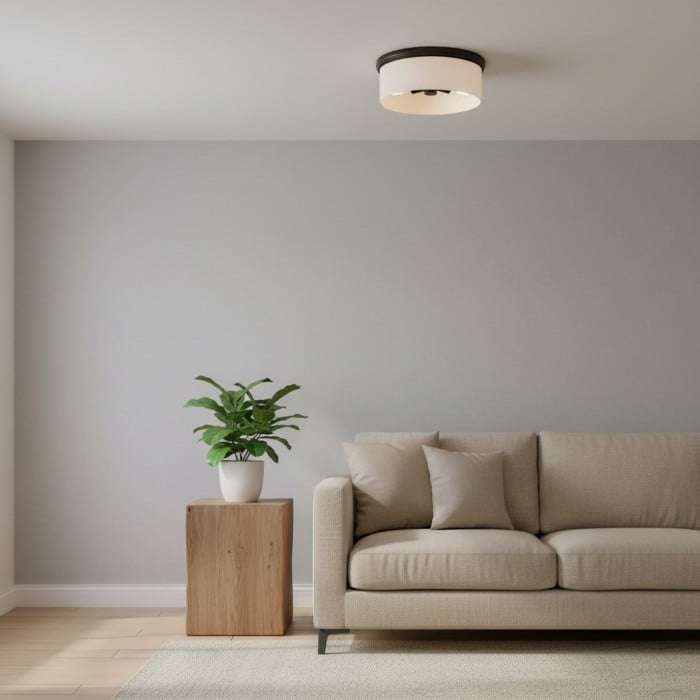 Roven Flush Mount Ceiling Lamp with Opal Glass Dome - Sleek Design for Bedroom and Living Room HL1951