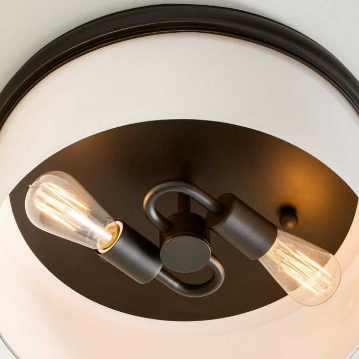 Roven Flush Mount Ceiling Lamp with Opal Glass Dome - Sleek Design for Bedroom and Living Room HL1951