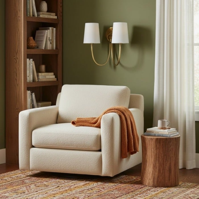 Roven Modern Double Wall Sconce with Curved Arms and Fabric Shades - Classic Accent Lighting for Bedroom HL1931