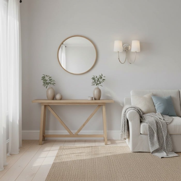 Roven Modern Double Wall Sconce with Curved Arms and Fabric Shades - Classic Accent Lighting for Bedroom HL1931