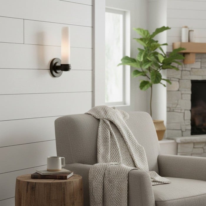 Roven Modern Wall Sconce Inspired with Glass Cylinder Shade - Versatile Accent For Living Room HL1942